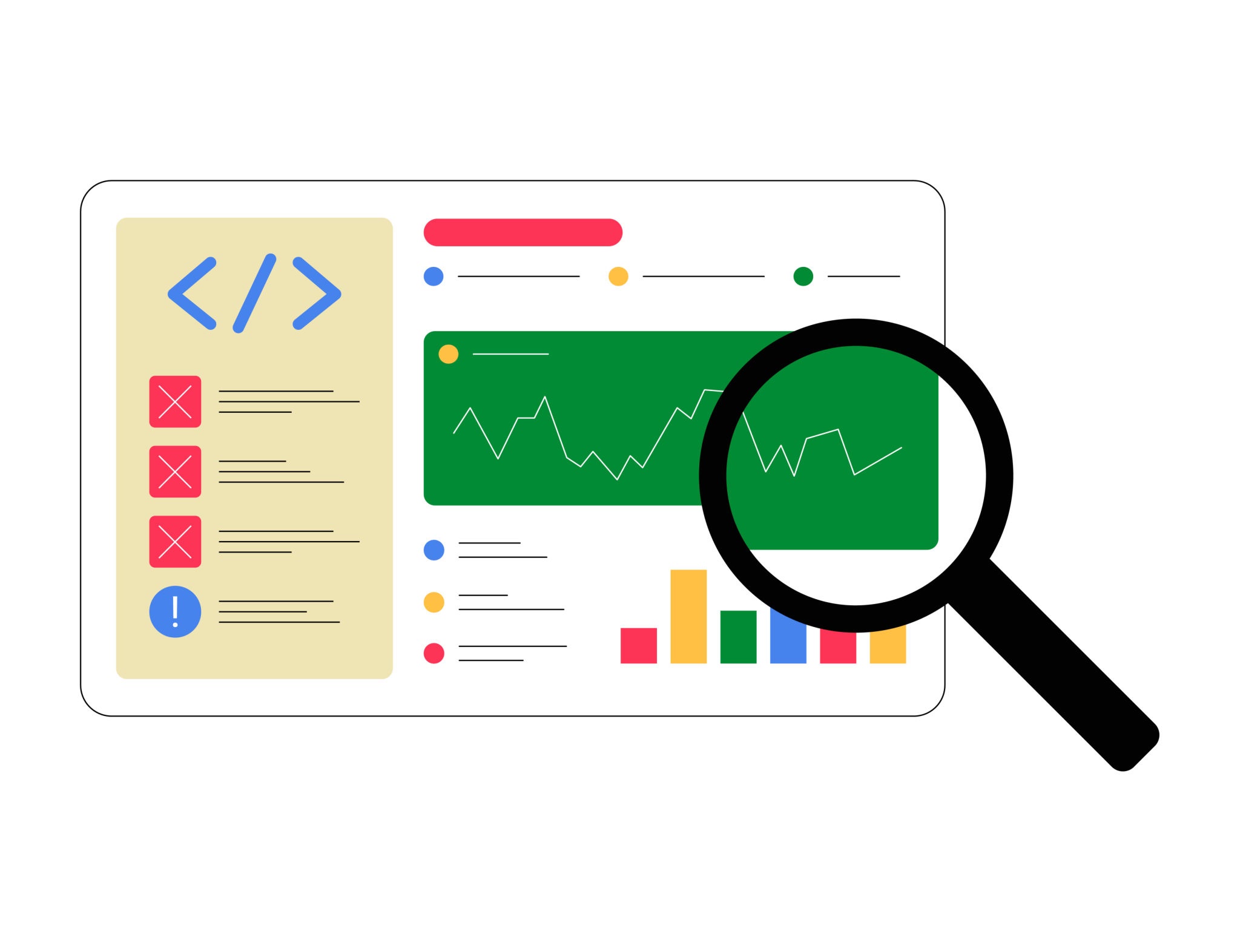 Technical SEO health check dashboard identifying site errors.